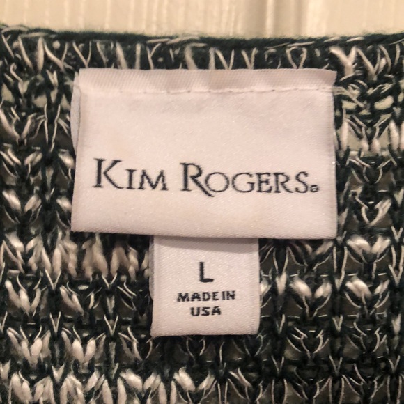 Kim Rogers - Large -Scoop Neck - Tunic Sweater -Deep Green and White - Picture 3 of 6